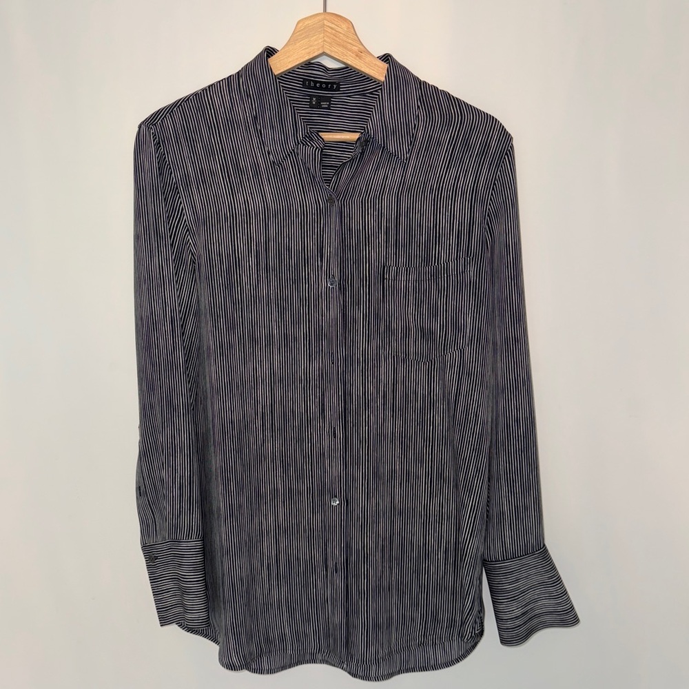 Theory 100% Silk Button Down Shirt